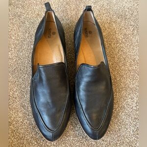 Susina Black Leather Slip-On Pointed Loafers
